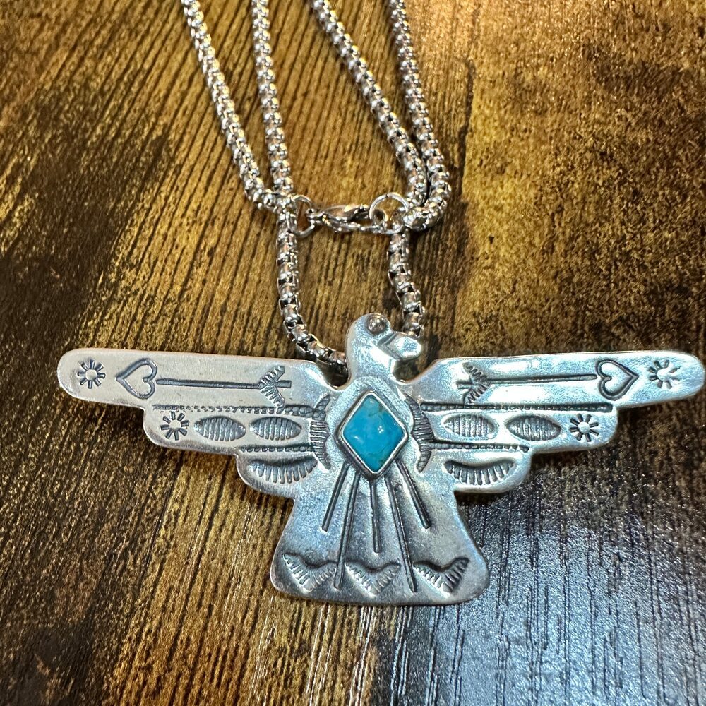 Native American Handcrafted Thunderbird Turquoise… - image 8